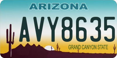 AZ license plate AVY8635
