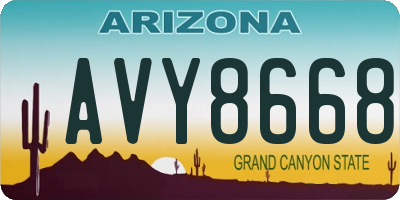 AZ license plate AVY8668