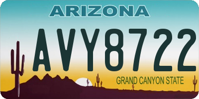 AZ license plate AVY8722