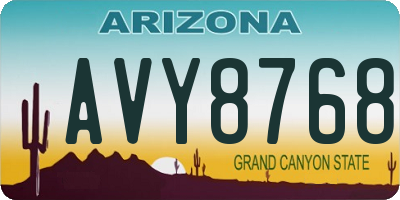 AZ license plate AVY8768
