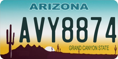 AZ license plate AVY8874