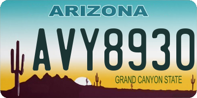 AZ license plate AVY8930