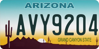 AZ license plate AVY9204