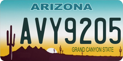 AZ license plate AVY9205