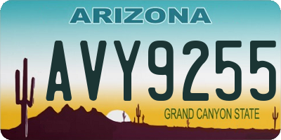 AZ license plate AVY9255