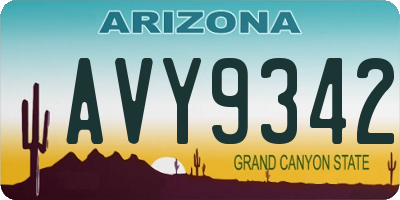 AZ license plate AVY9342