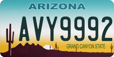 AZ license plate AVY9992