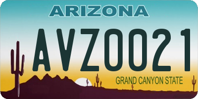 AZ license plate AVZ0021