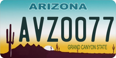 AZ license plate AVZ0077