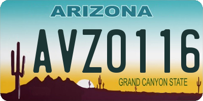 AZ license plate AVZ0116