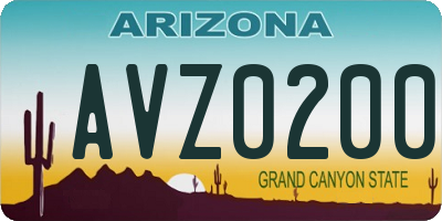 AZ license plate AVZ0200