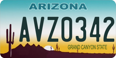 AZ license plate AVZ0342