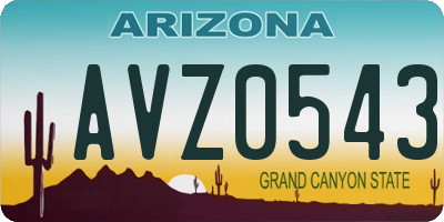 AZ license plate AVZ0543
