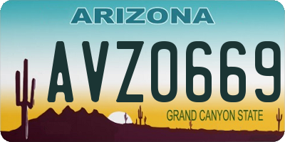 AZ license plate AVZ0669