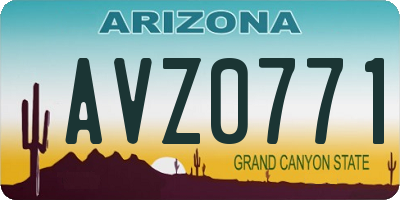 AZ license plate AVZ0771