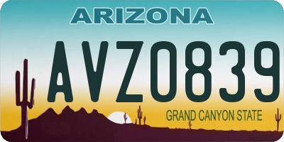 AZ license plate AVZ0839