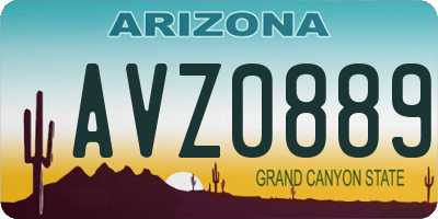 AZ license plate AVZ0889