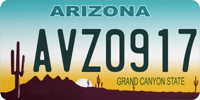AZ license plate AVZ0917