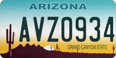 AZ license plate AVZ0934