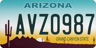 AZ license plate AVZ0987