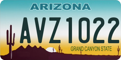 AZ license plate AVZ1022