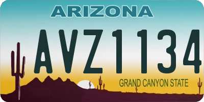 AZ license plate AVZ1134