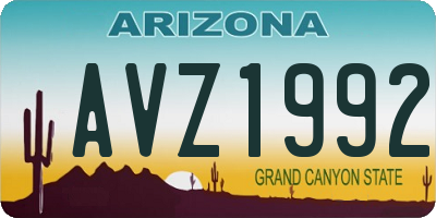 AZ license plate AVZ1992