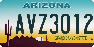 AZ license plate AVZ3012
