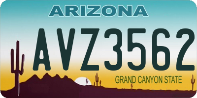AZ license plate AVZ3562