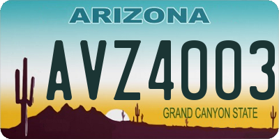 AZ license plate AVZ4003