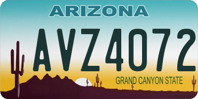 AZ license plate AVZ4072