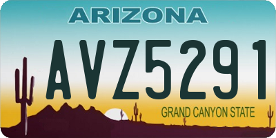 AZ license plate AVZ5291
