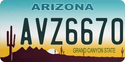 AZ license plate AVZ6670