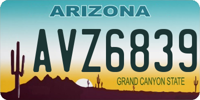 AZ license plate AVZ6839