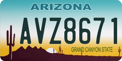 AZ license plate AVZ8671