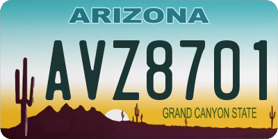 AZ license plate AVZ8701