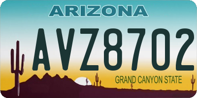 AZ license plate AVZ8702
