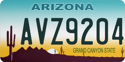 AZ license plate AVZ9204