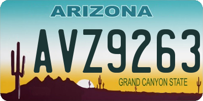 AZ license plate AVZ9263