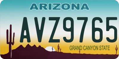 AZ license plate AVZ9765