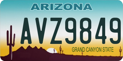AZ license plate AVZ9849