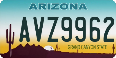 AZ license plate AVZ9962