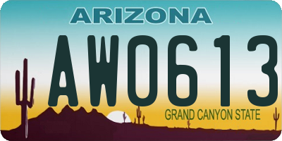 AZ license plate AW0613