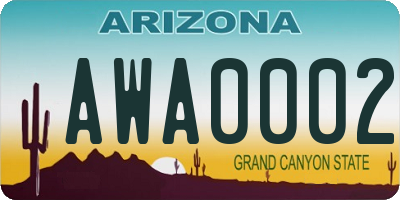 AZ license plate AWA0002