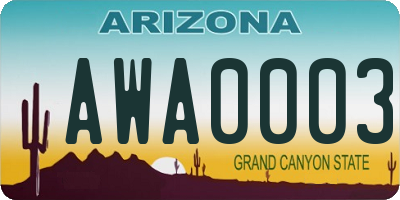 AZ license plate AWA0003