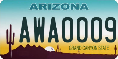AZ license plate AWA0009