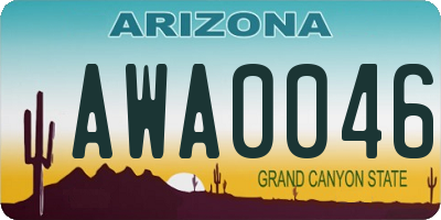 AZ license plate AWA0046