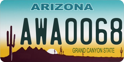 AZ license plate AWA0068