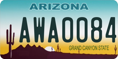 AZ license plate AWA0084