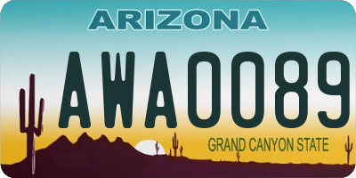 AZ license plate AWA0089